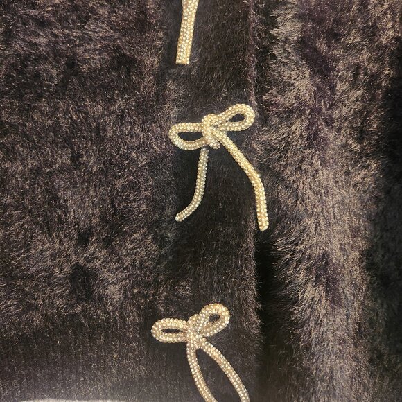 NWT -Sadie & Sage x Anthropologie Black Cardigan With Rhinestone Bows-Small - Picture 7 of 11